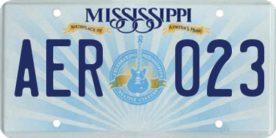 MS license plate AER023