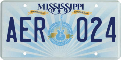 MS license plate AER024