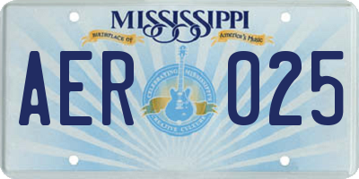 MS license plate AER025