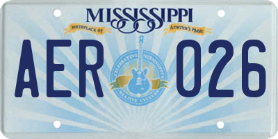 MS license plate AER026