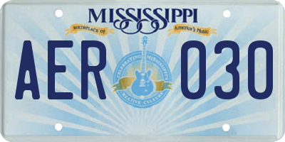 MS license plate AER030
