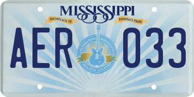 MS license plate AER033