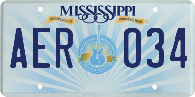 MS license plate AER034