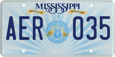 MS license plate AER035