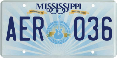 MS license plate AER036