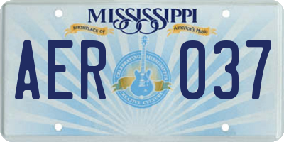 MS license plate AER037
