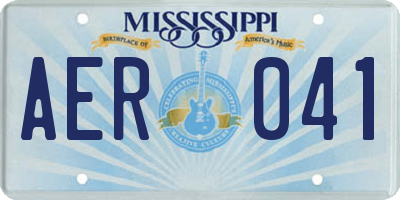 MS license plate AER041