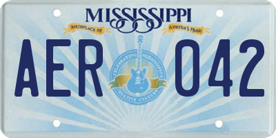MS license plate AER042