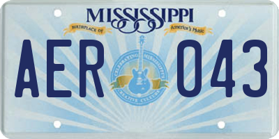 MS license plate AER043