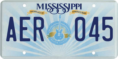 MS license plate AER045