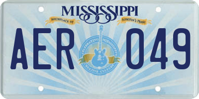 MS license plate AER049