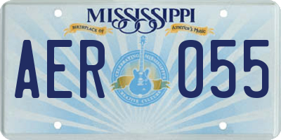MS license plate AER055