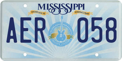 MS license plate AER058