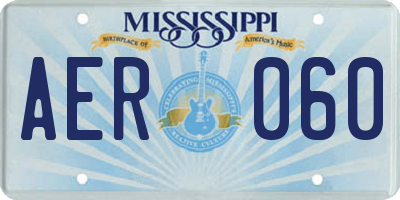 MS license plate AER060