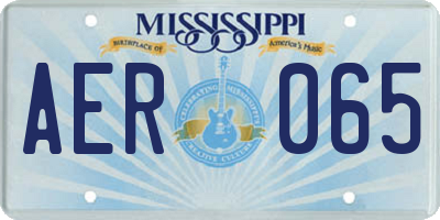 MS license plate AER065