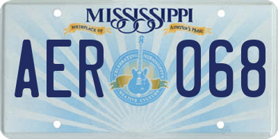 MS license plate AER068