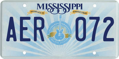 MS license plate AER072