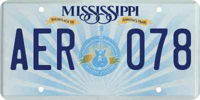MS license plate AER078