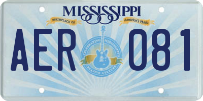 MS license plate AER081