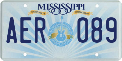 MS license plate AER089