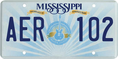 MS license plate AER102