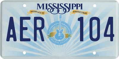 MS license plate AER104