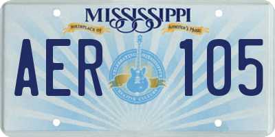 MS license plate AER105