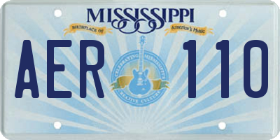 MS license plate AER110