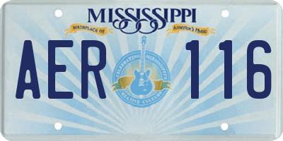 MS license plate AER116