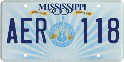 MS license plate AER118
