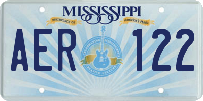 MS license plate AER122