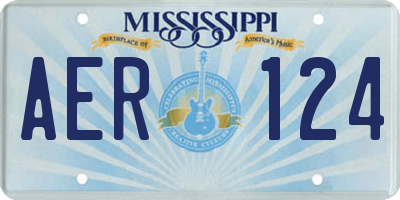 MS license plate AER124