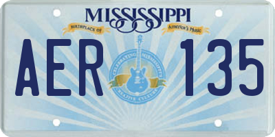 MS license plate AER135