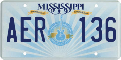 MS license plate AER136