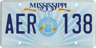 MS license plate AER138
