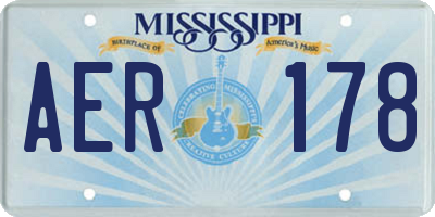 MS license plate AER178