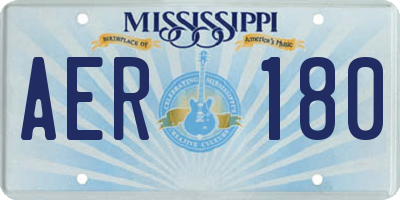 MS license plate AER180
