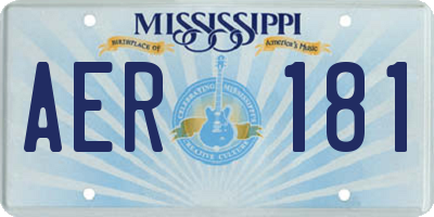MS license plate AER181