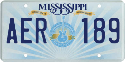 MS license plate AER189