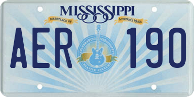 MS license plate AER190