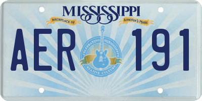 MS license plate AER191