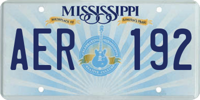 MS license plate AER192