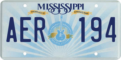 MS license plate AER194