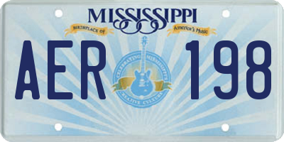 MS license plate AER198