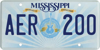 MS license plate AER200