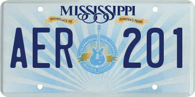 MS license plate AER201