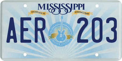 MS license plate AER203
