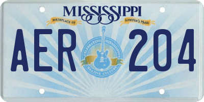 MS license plate AER204