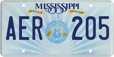 MS license plate AER205