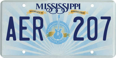 MS license plate AER207